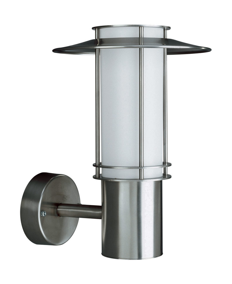 Monaco 1 Light E27 Silver Stainless Steel Outdoor IP44 Wall Light