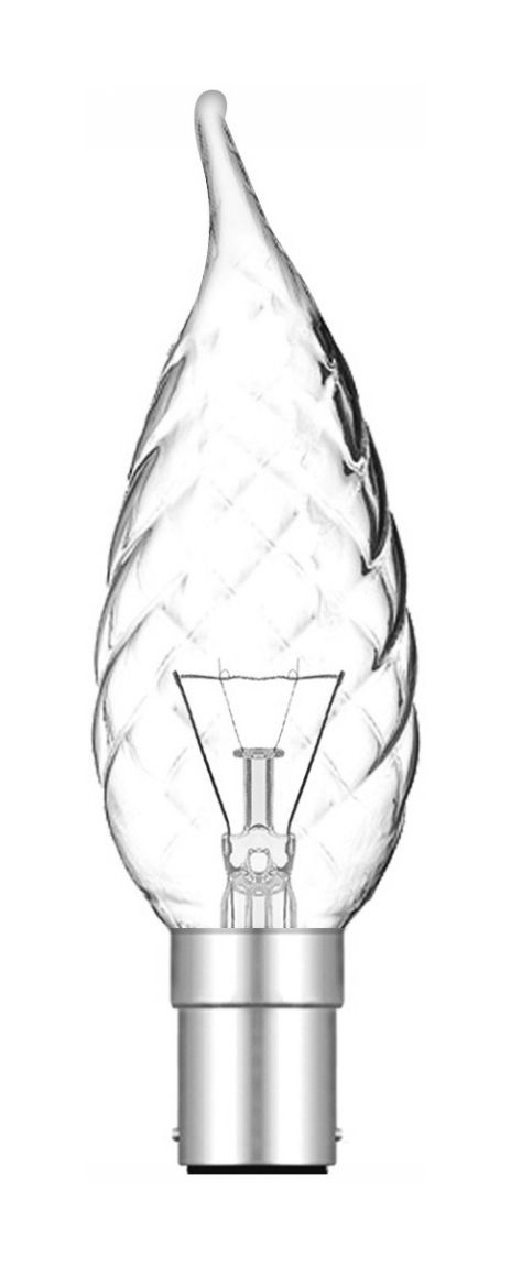Candle Tip Twisted Clear B15 25W