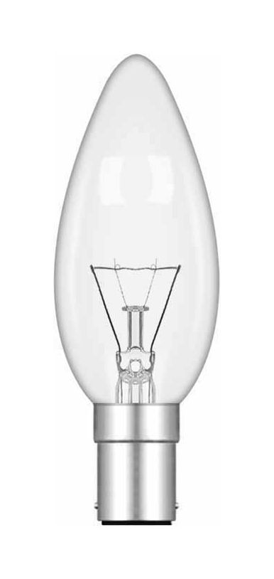Candle 35mm B15D Clear 25W Incandescent/T