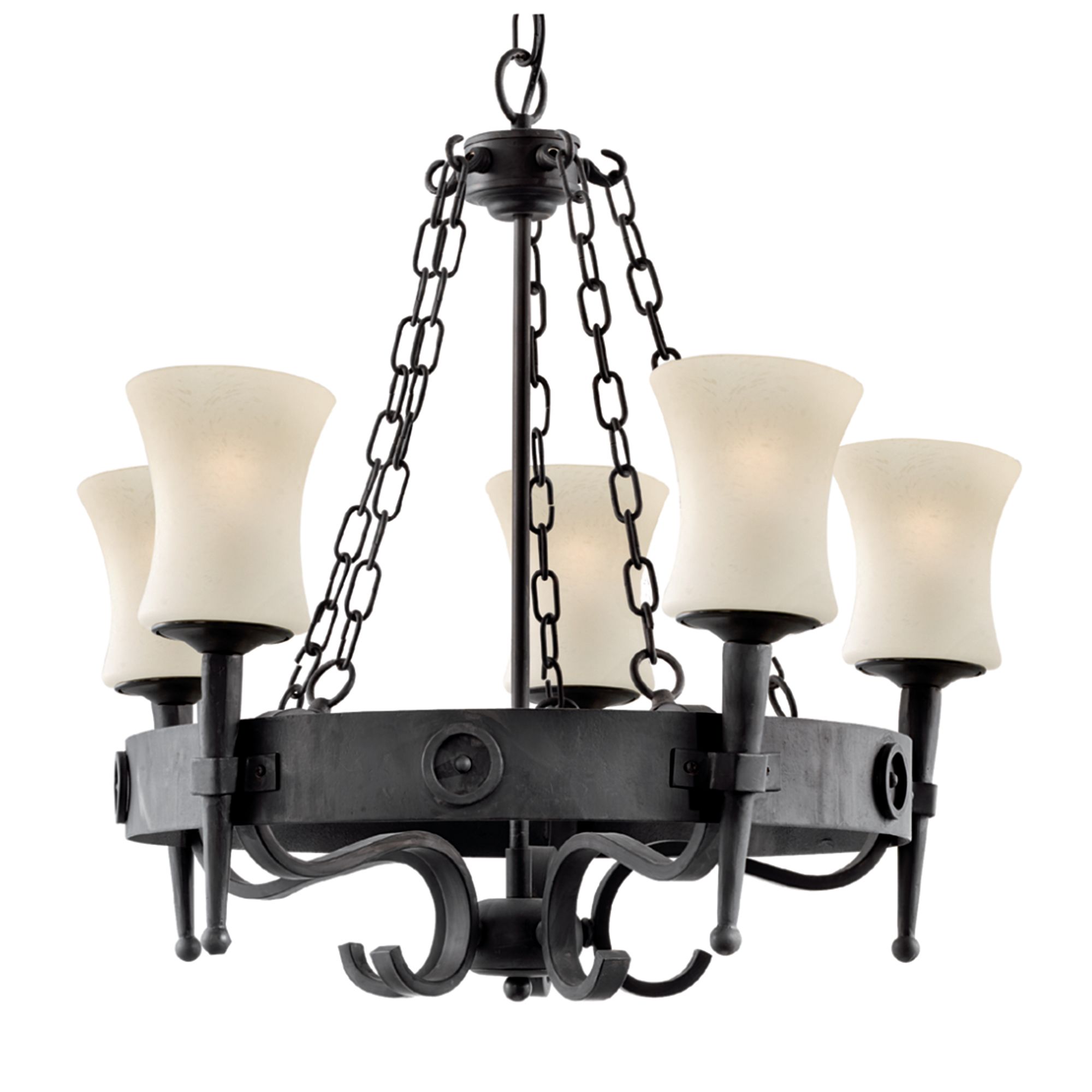 Cartwheel - 5 Light Ceiling, Black Scavo Glass