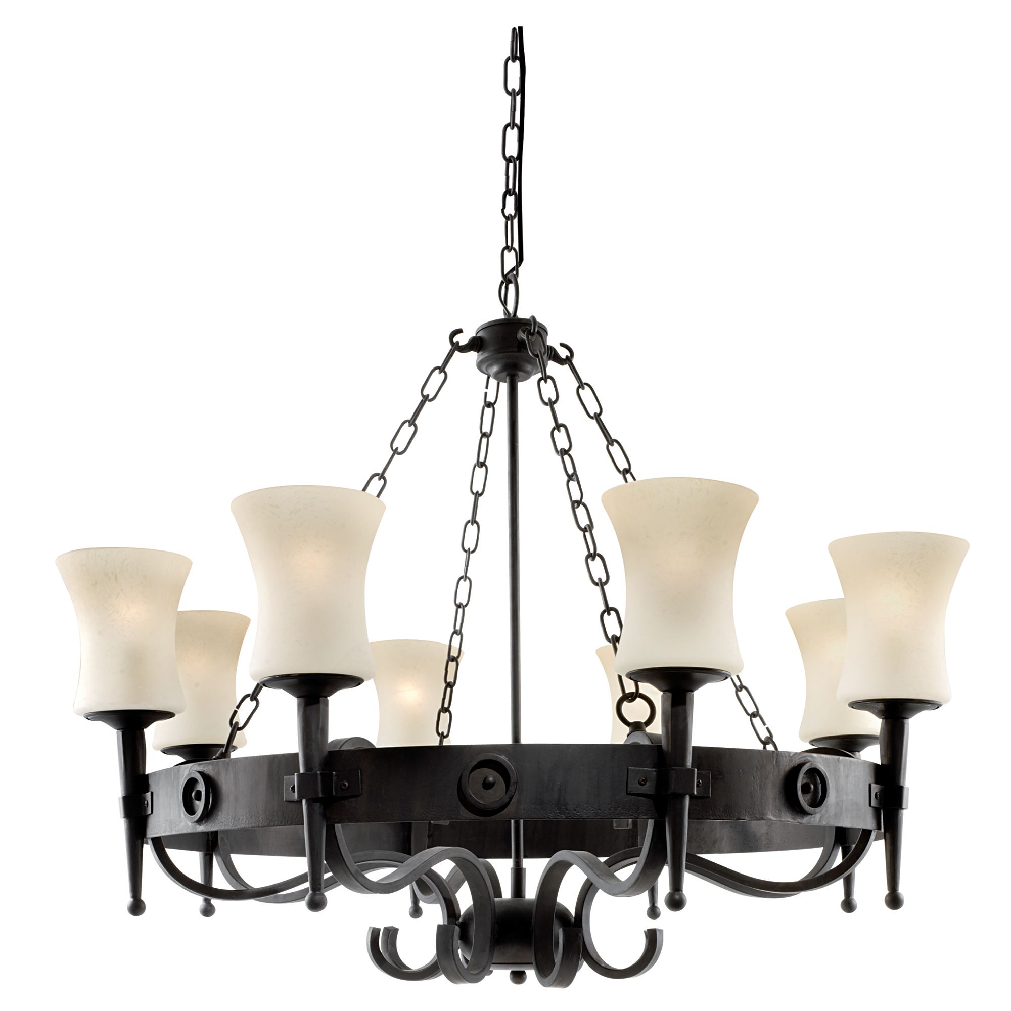 Cartwheel - 8 Light Ceiling, Black Scavo Glass