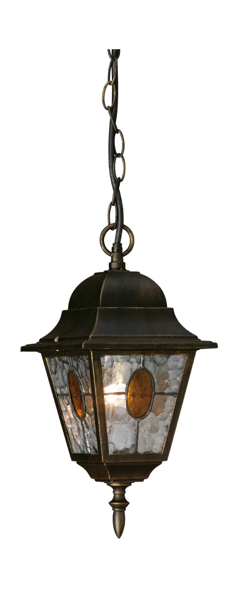 Munchen 1 Light E27 Black/Brass Outdoor IP44 Adjustable Pendant