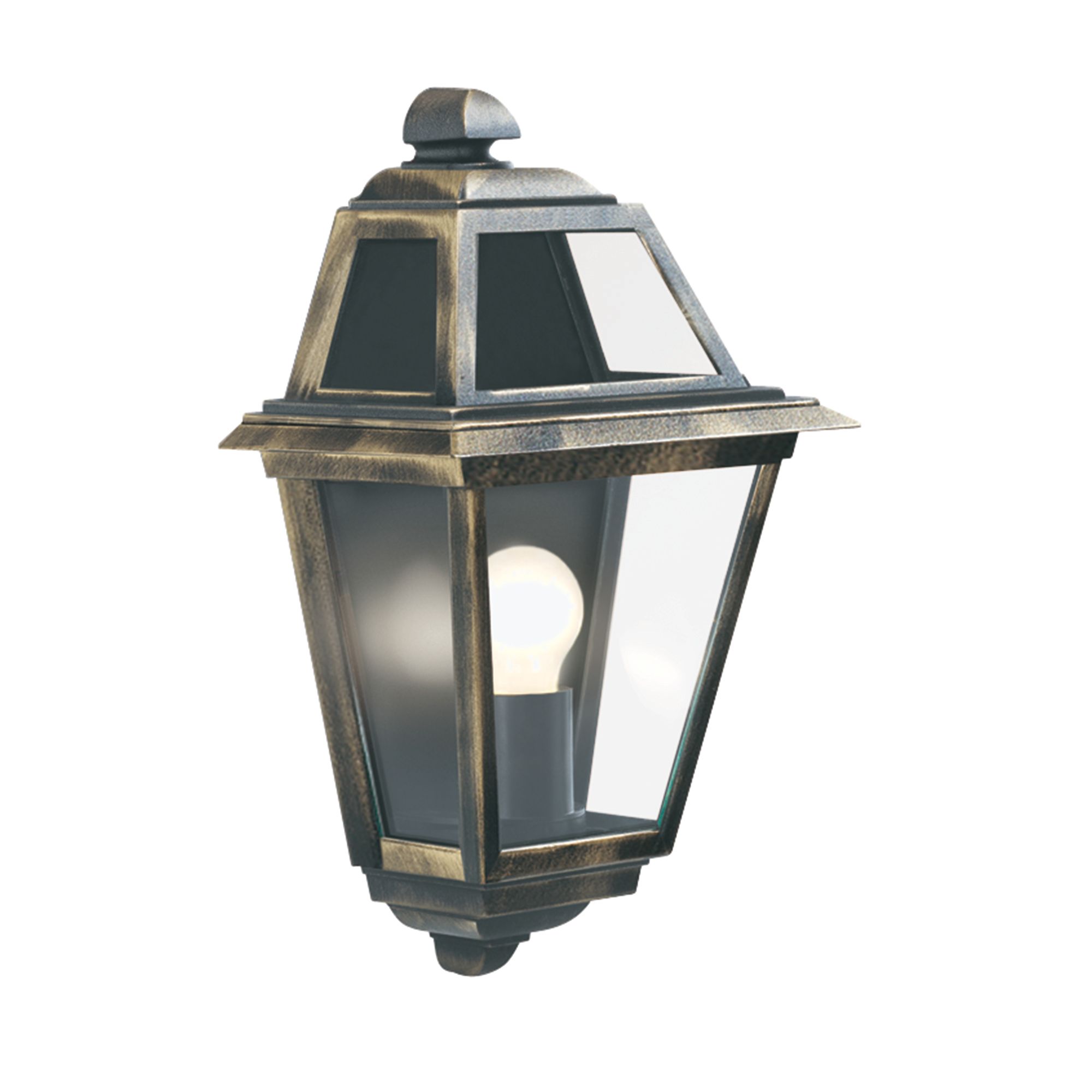 New Orleans - 1 Light Outdoor Wall Bracket, Black Gold, Clear Glass