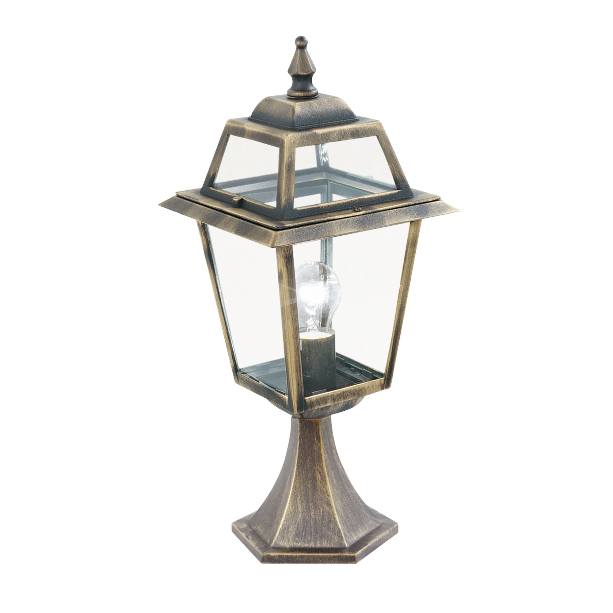New Orleans - 1 Light Outdoor Post (Height 50cm) Black Gold, Clear Glass