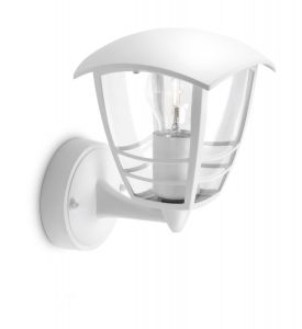 Creek 1 Light E27 White Outdoor IP44 Upwards Wall Light