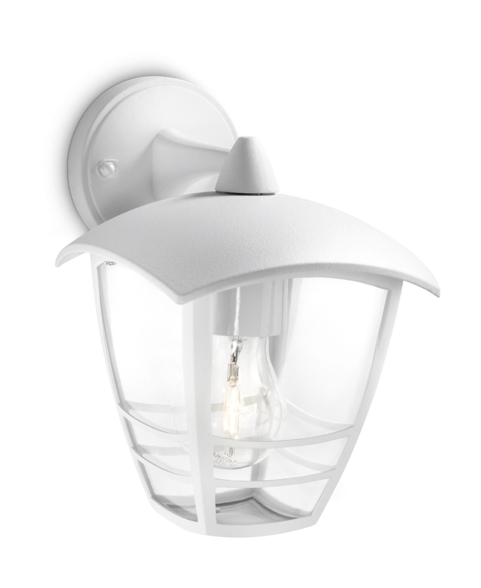 Creek 1 Light E27 White Outdoor IP44 Downwards Wall Light