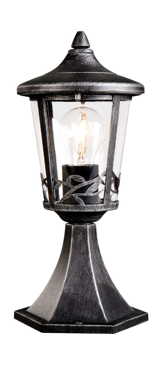 Chartres 1 Light E27 Black/Silver Outdoor IP44 Pedestal Light