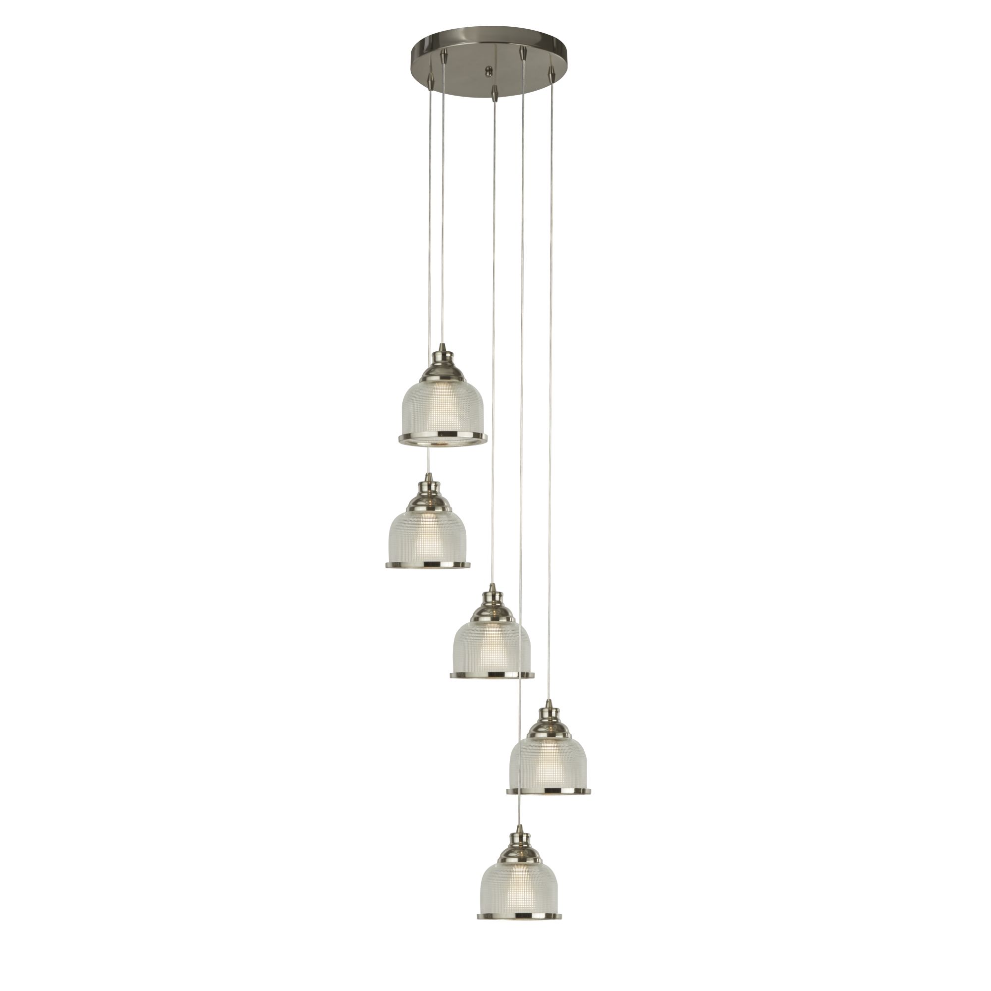 Bistro II 5 Light Dingle Dangle. Satin Silver