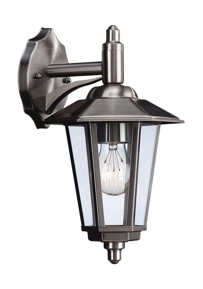 Galveston 1 Light E27 Stainless Steel Outdoor IP44 Wall Light With Glass Panels
