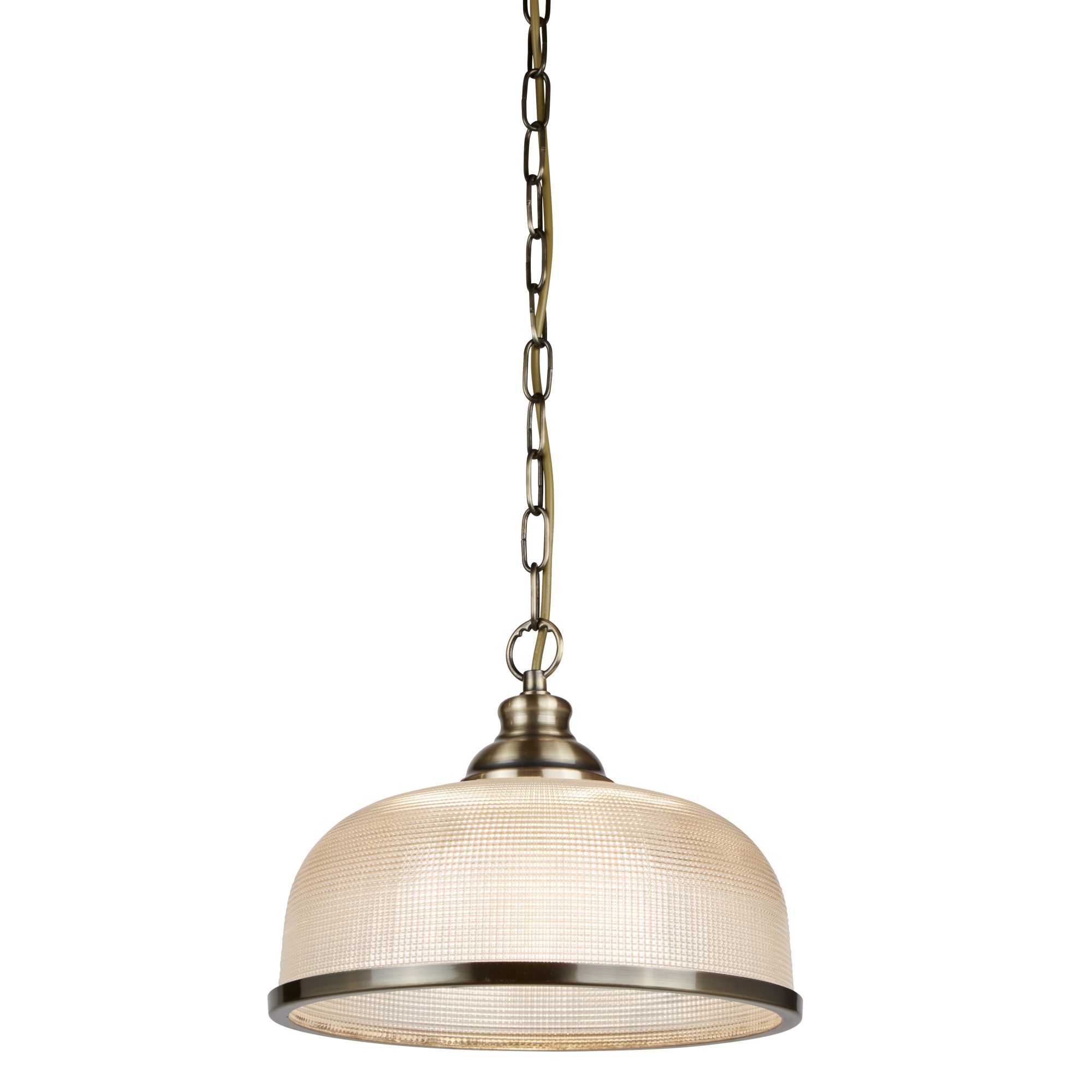 Bistro II - 1 Light Pendant, Antique Brass, Halophane Glass