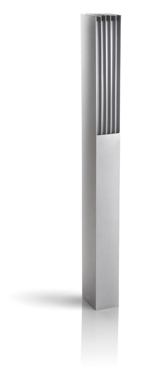 Ecomoods Outdoor Pedestal Post Light 1 Lamp Grey Aluminium Finish Fin Cutout, Fluorescent 2G7 W.White 11W Bulb IP44