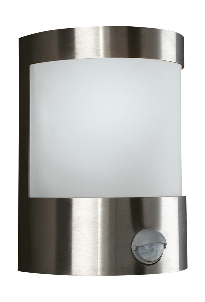 Vilnius 1 Light E27 Stainless Steel Outdoor IP44 Wall Light With PIR Motion Sensor
