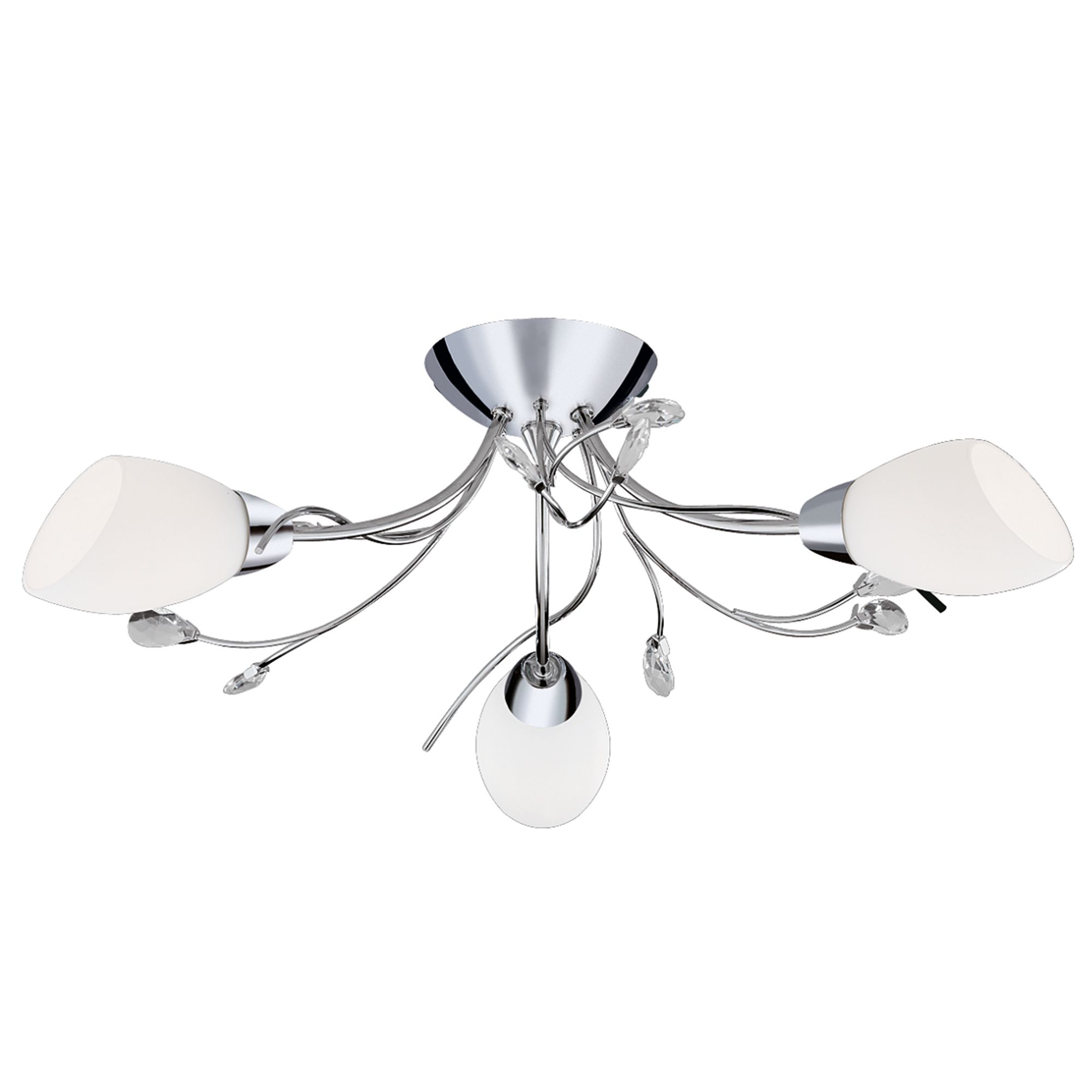 Gardenia 3 Light Chrome S-F Fitting White Glass Crystal Leaf