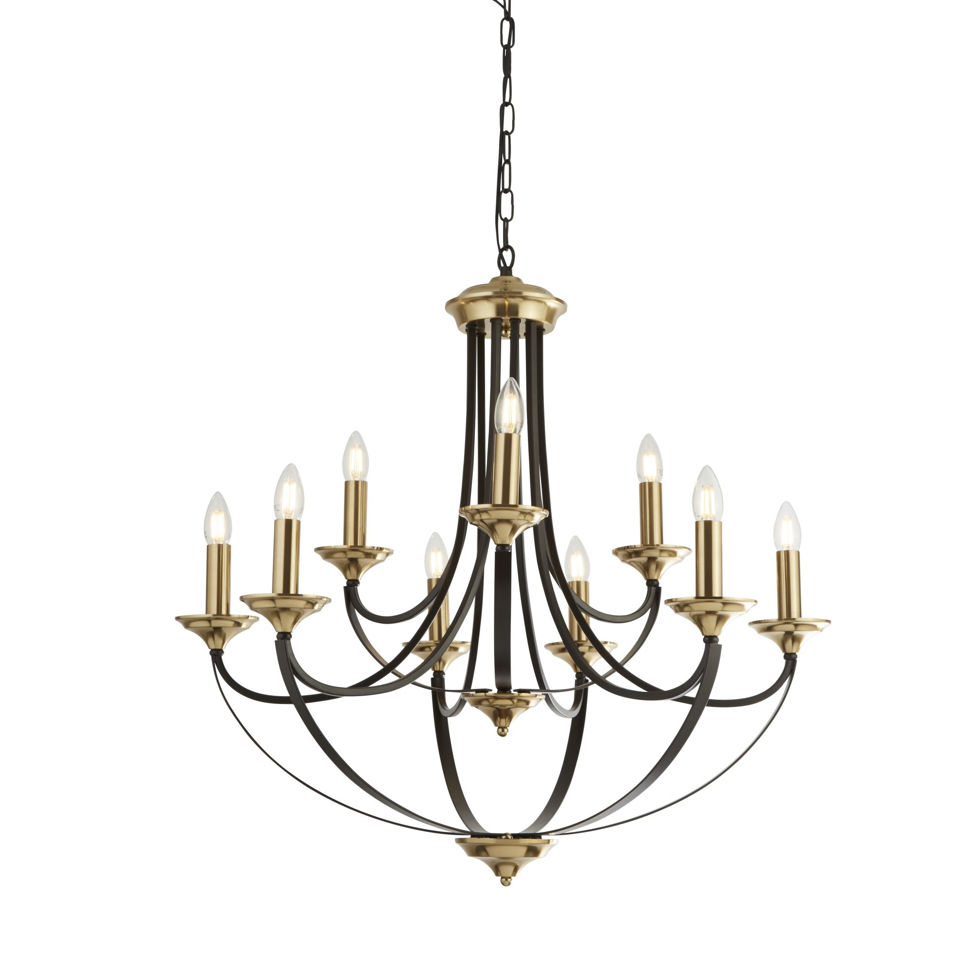 Belfry 9 Light Pendant, Dark Bronze & Brown