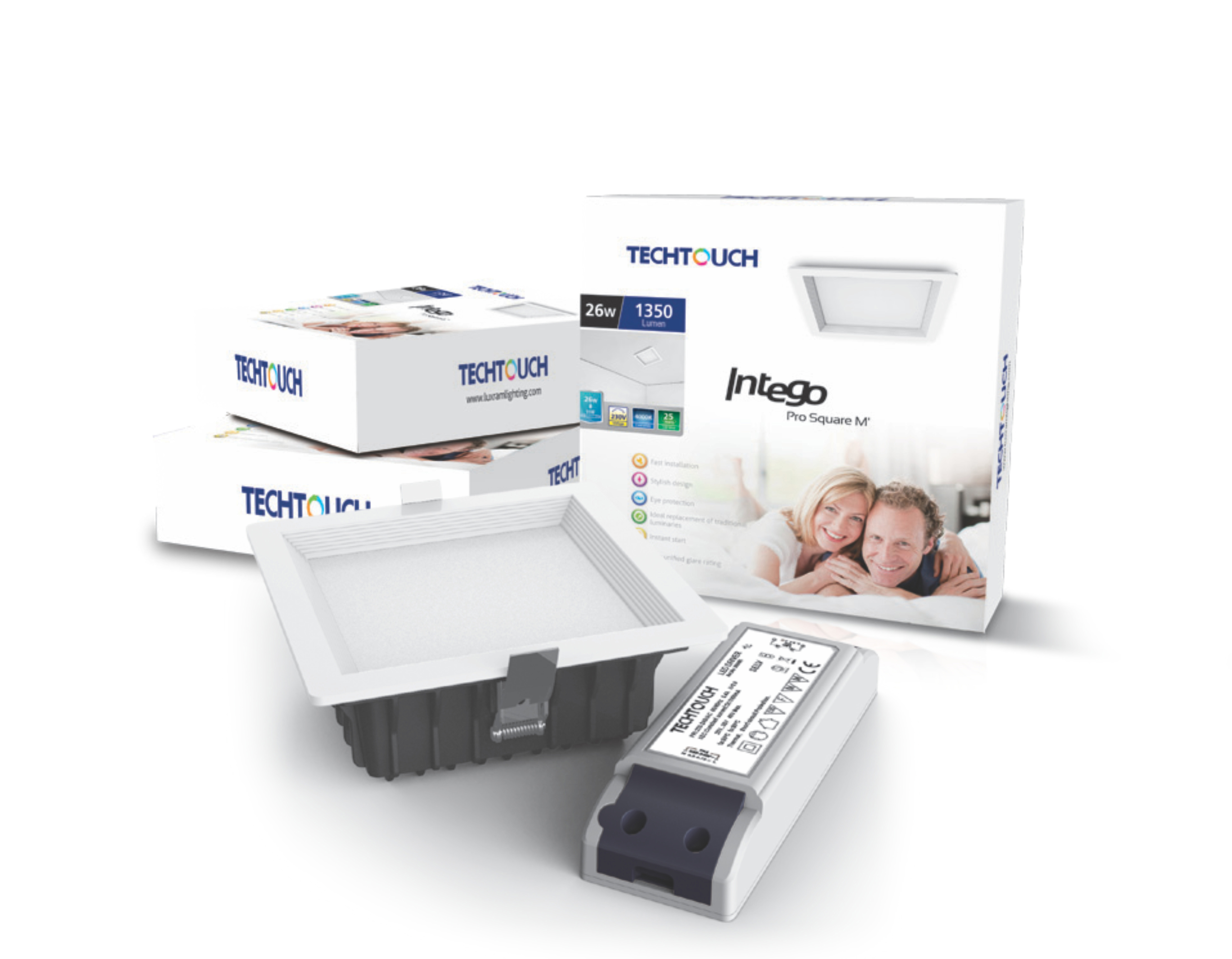 Intego Pro Square Medium 26W Warm White 1350lm, Cut Out: 155x155mm, 3yrs Warranty