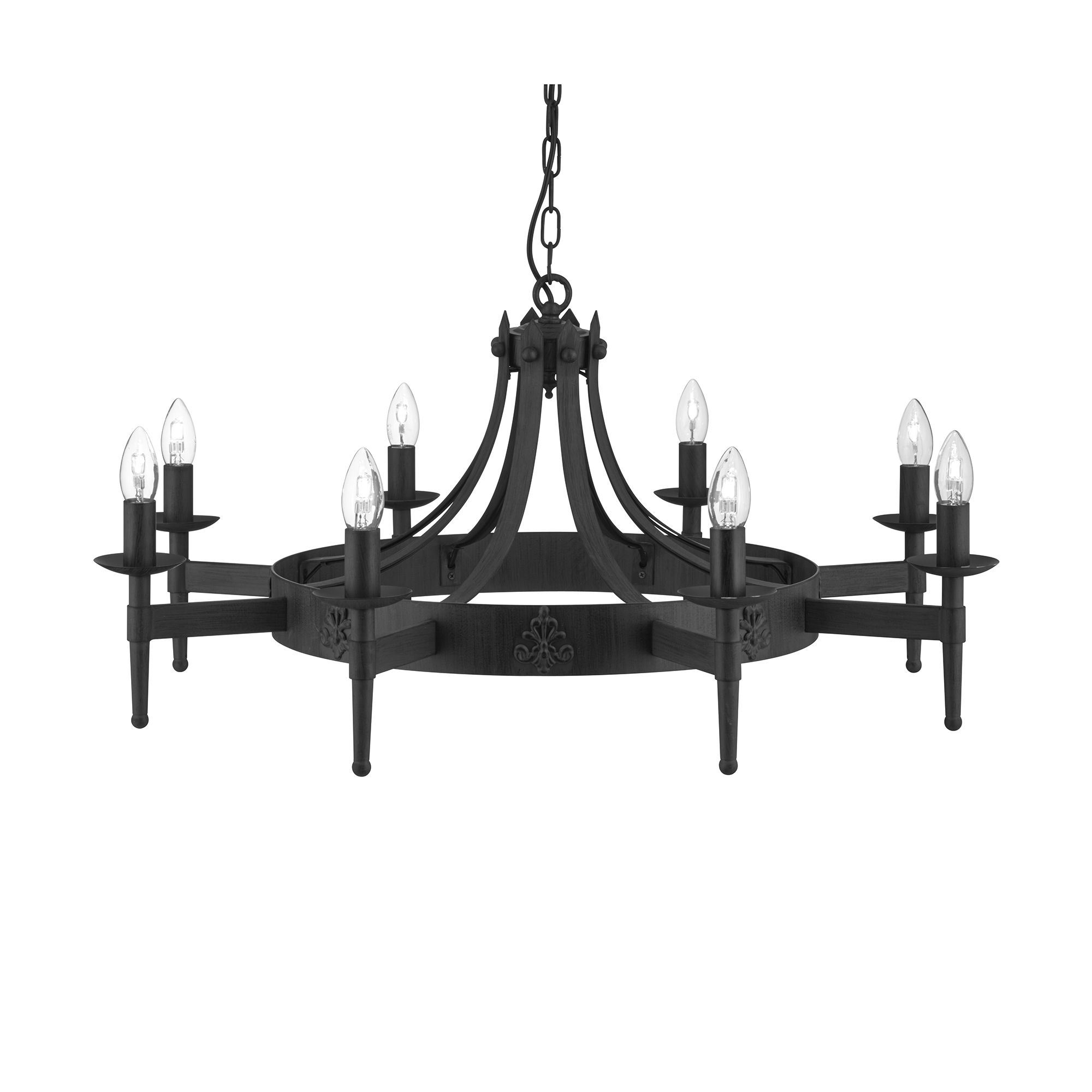 Cartwheel - 8 Light Ceiling, Wrought Iron Black