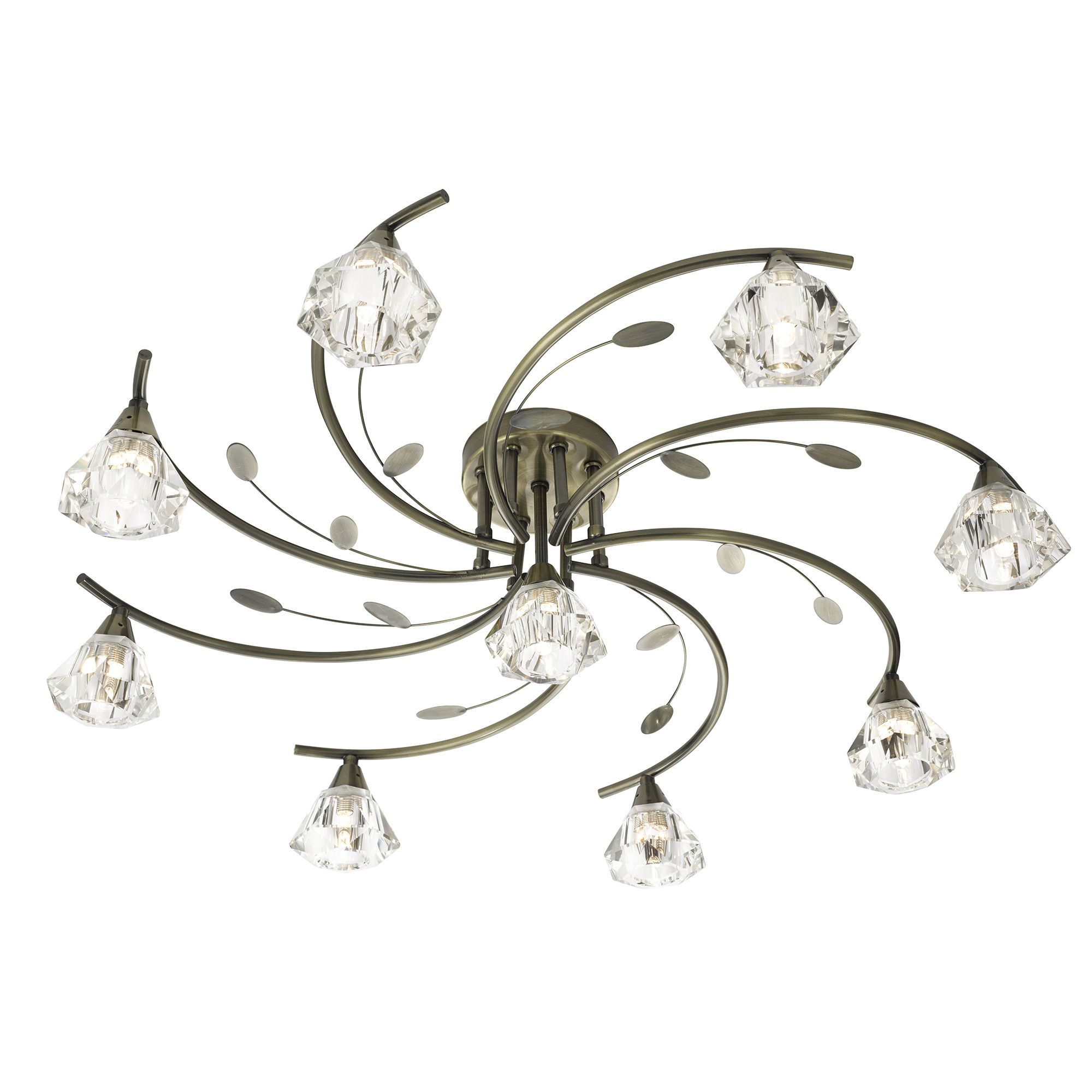 Sierra - 9 Light Semi-Flush, Antique Brass, Clear Glass