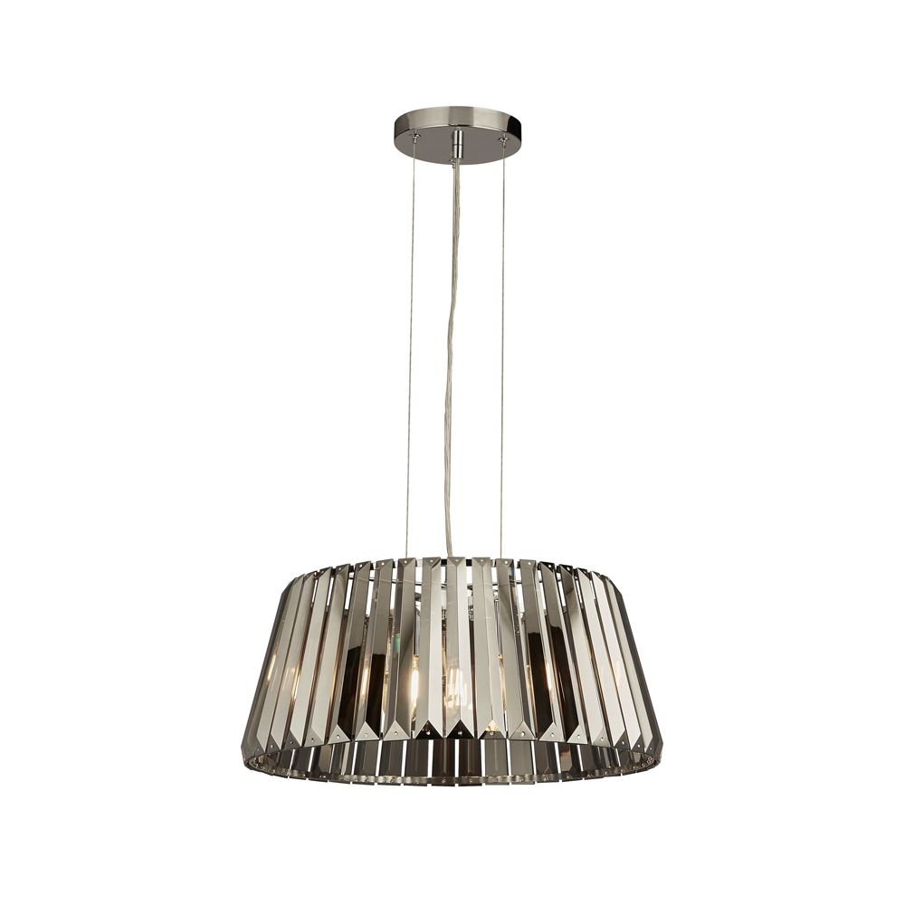 Tiara 5 Light E27 Adjustable Pendant Polished Chrome With Smoked Glass