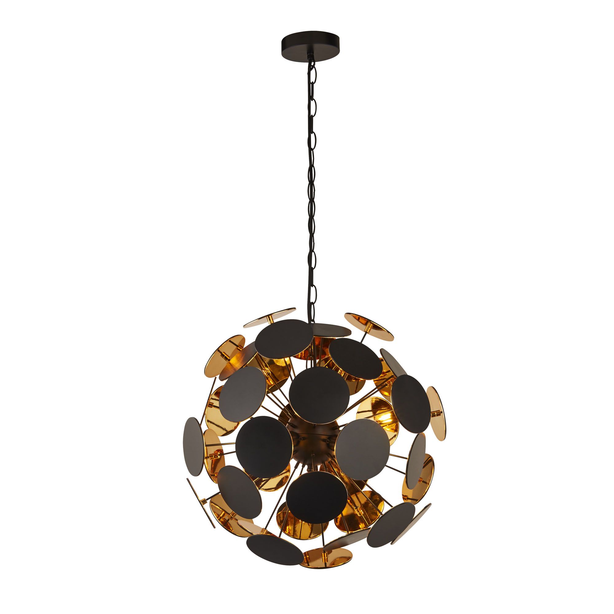 Searchlight 3074-4BG Discus 4 Light Pendant Black/Gold Finish
