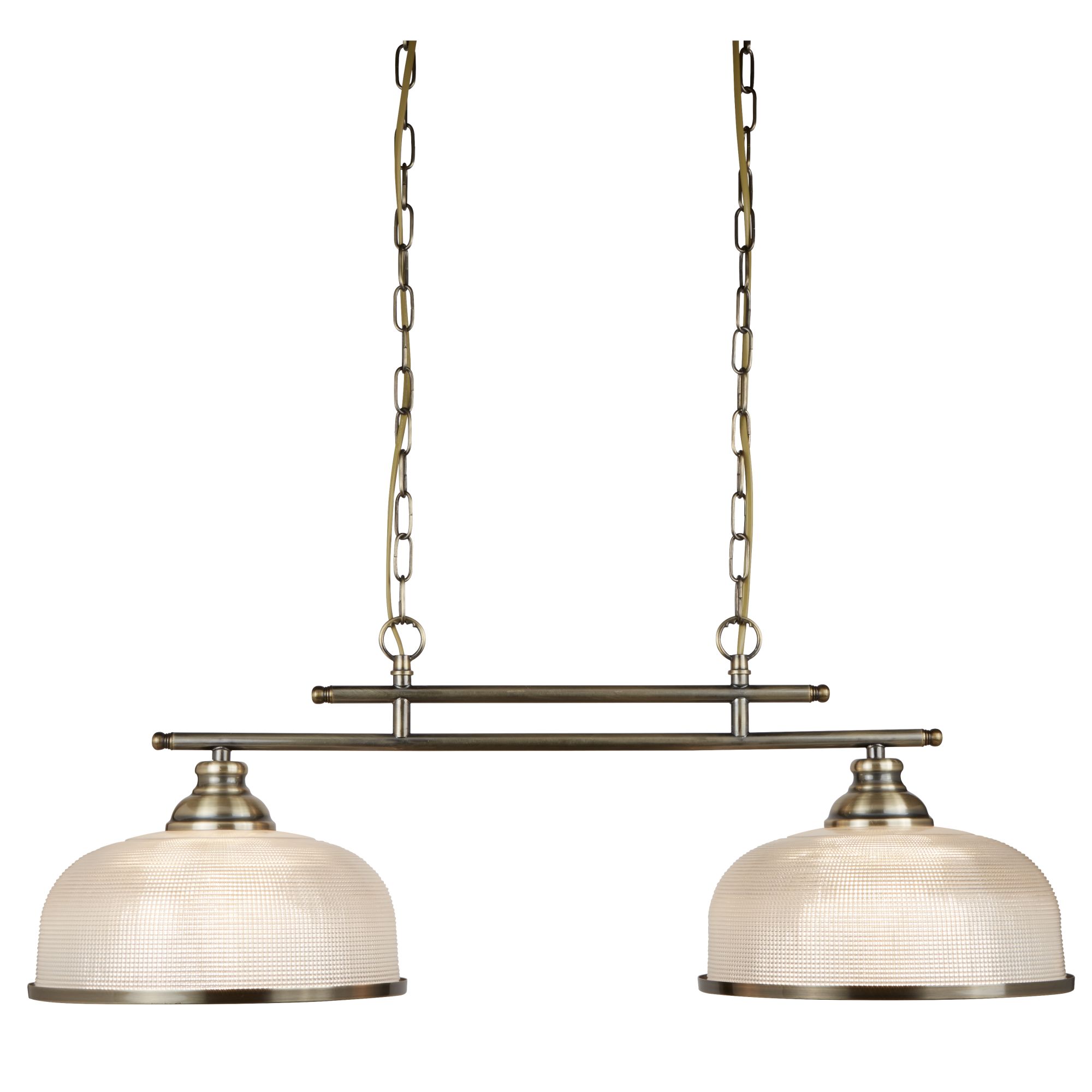 Bistro II - 2 Light Ceiling Bar, Antique Brass, Halophane Glass