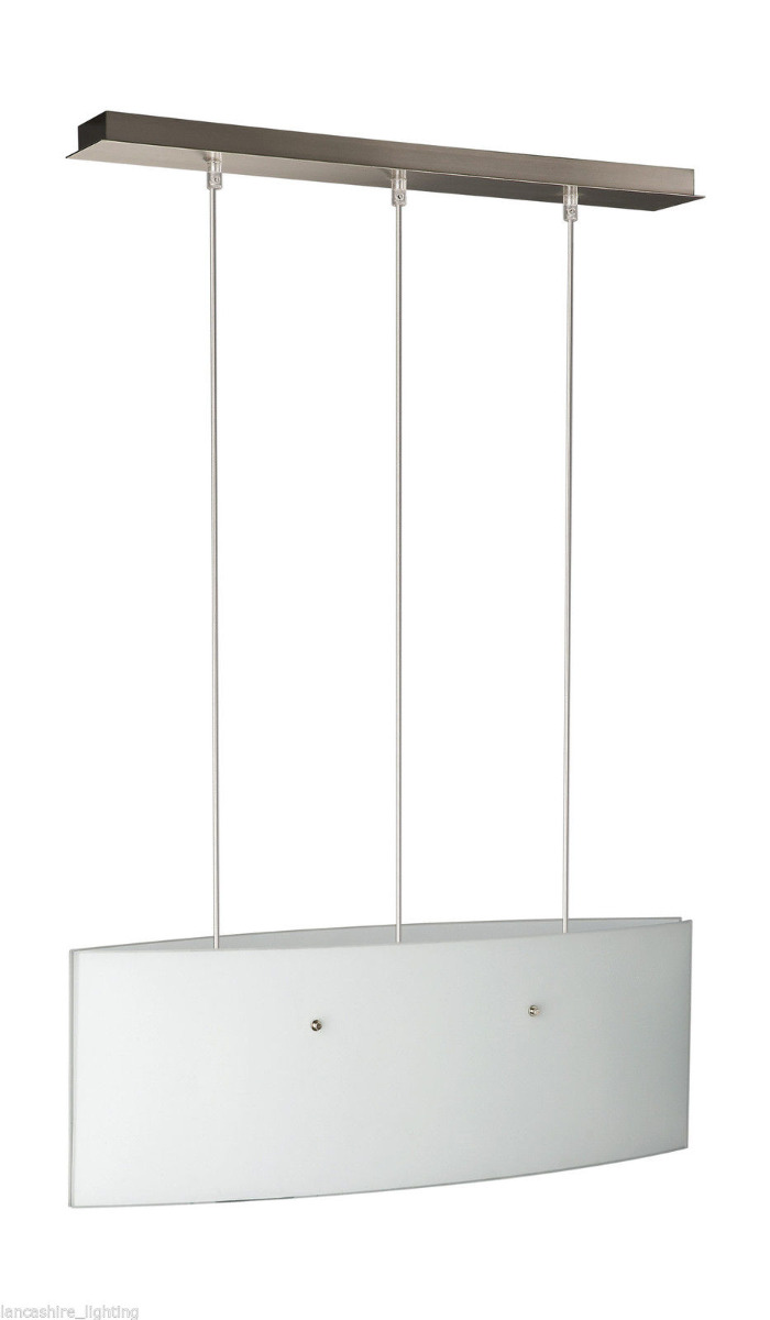 Cretonne 3 Light E27 Satin Nickel Adjustable Pendant With White Glass Shades