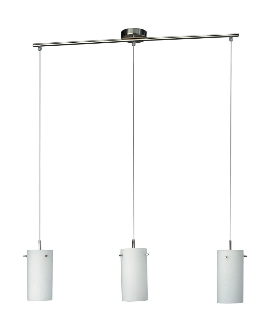 Achilles Single Pendant, 3 Light E27 Matt Chrome/Glass
