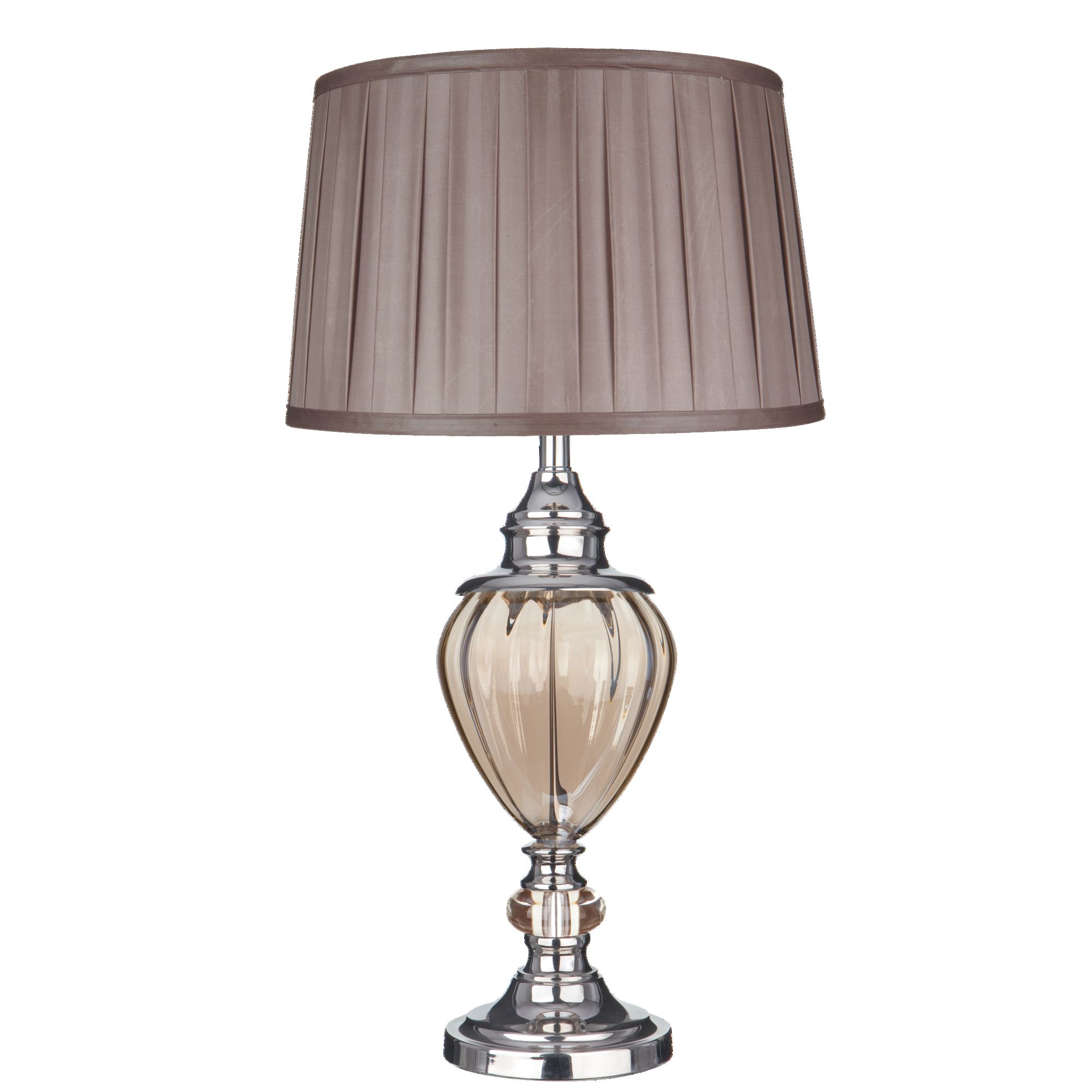 Greyson Table Lamp Amber Glass Urn/With Brown Pleated Tapered Shade