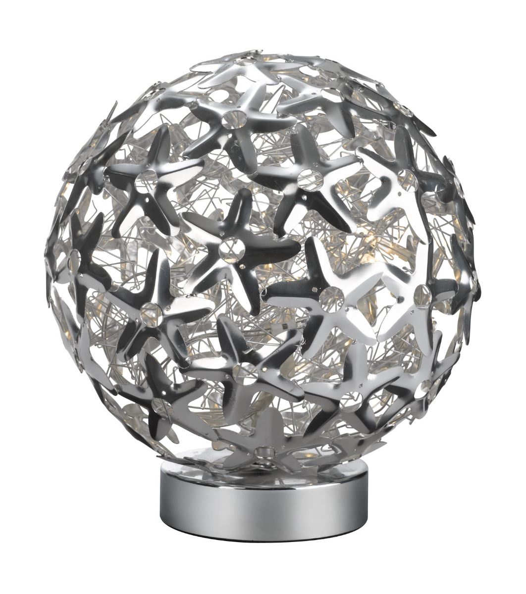 Mercier 5 Light G4 Satin Chrome Round Globe Table Lamp With Inner Wire Mesh With Inline Switch