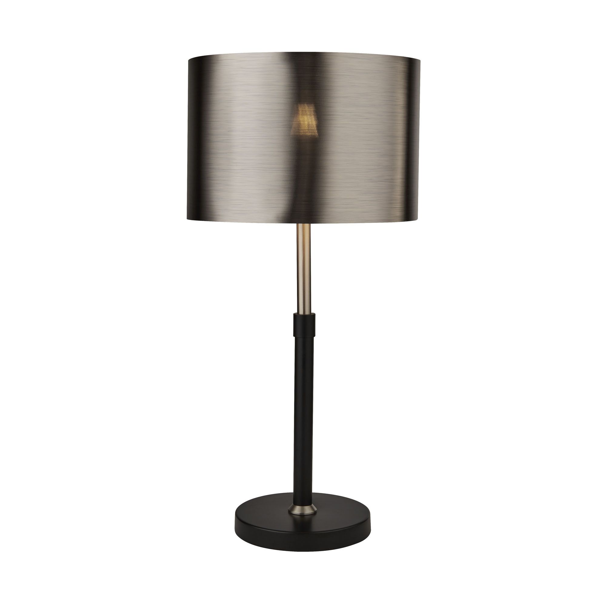 Searchlight 3877BK Single Table Lamp Black And Polished Chrome With Brushed Black Polished Chrome Shade Finish
