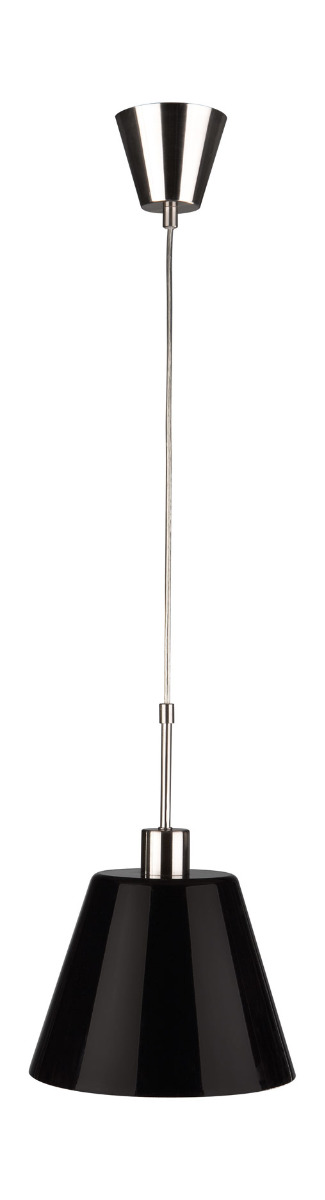 Ferma 1 Light E27 Chrome Adjustable Single Pendant With Black Metal Shade