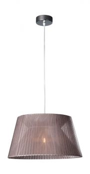 Fleuro 1 Light E27 Chrome Adjustable Single Pendant C/W Grey Fabric Shade