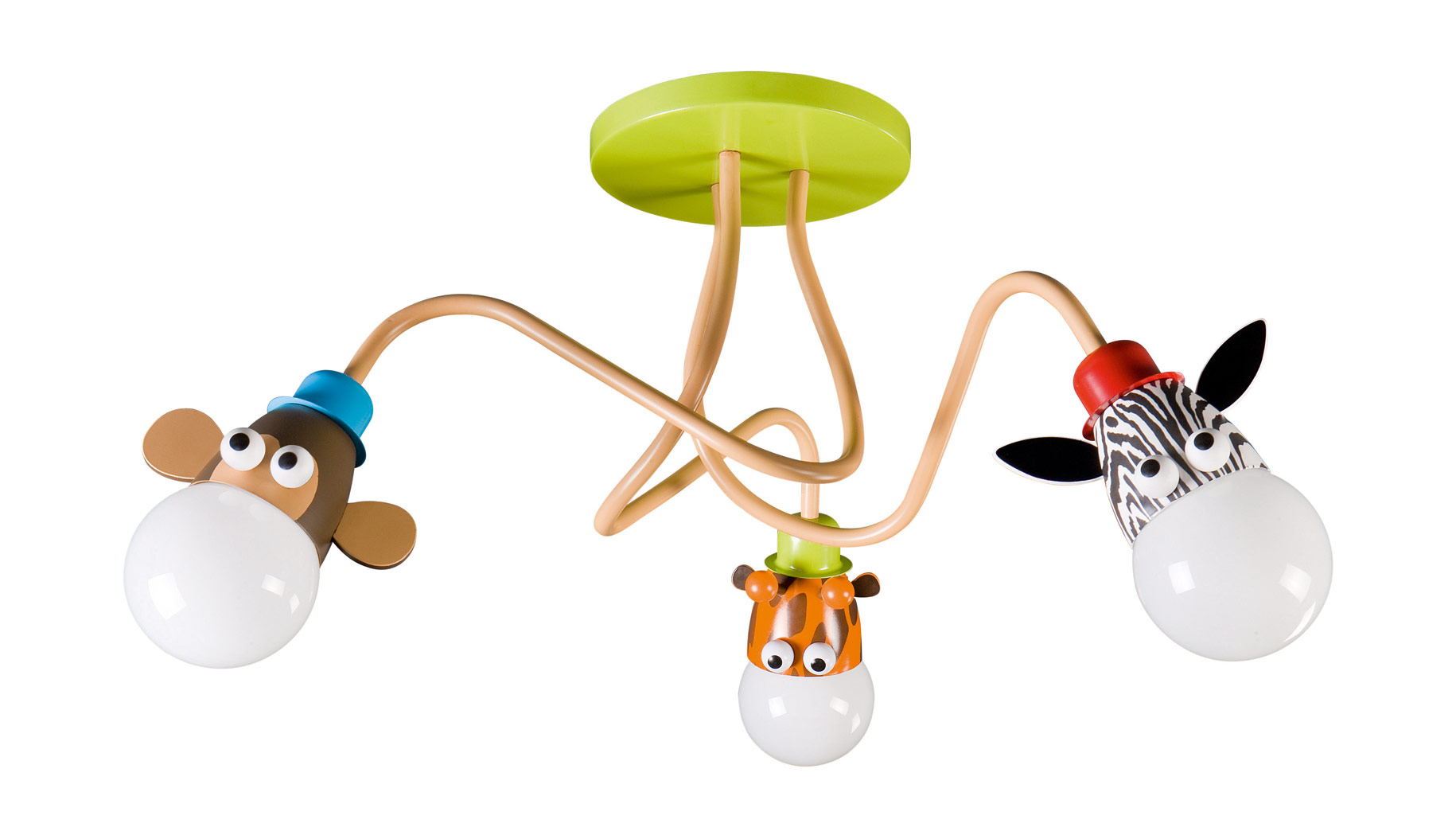 Kico Zoo 3 Light E27 Semi Flush Ceiling Light