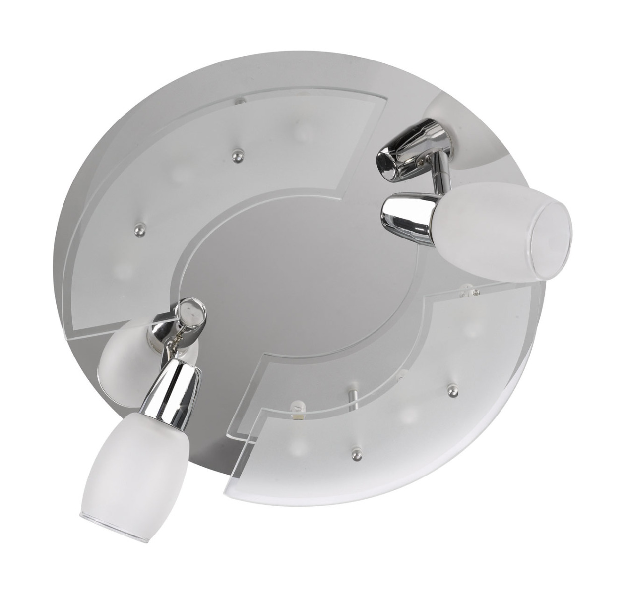 Lavender 8 Light Chrome Flush Fitting With 2 Adjustable Spot Lights And Glass Shades