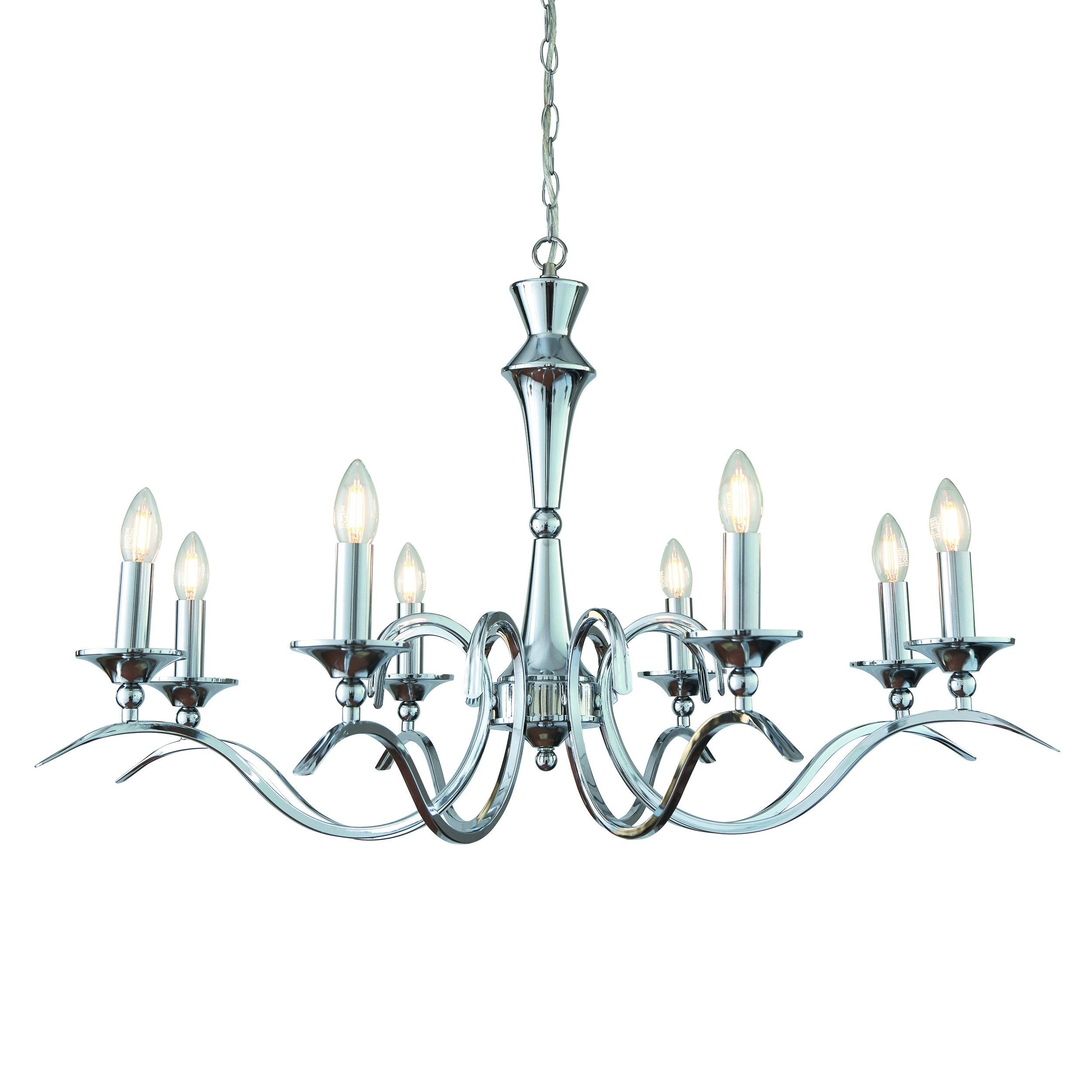Endon KORA-8CH Kora 8 Light Pendant Polished Chrome Plate Finish