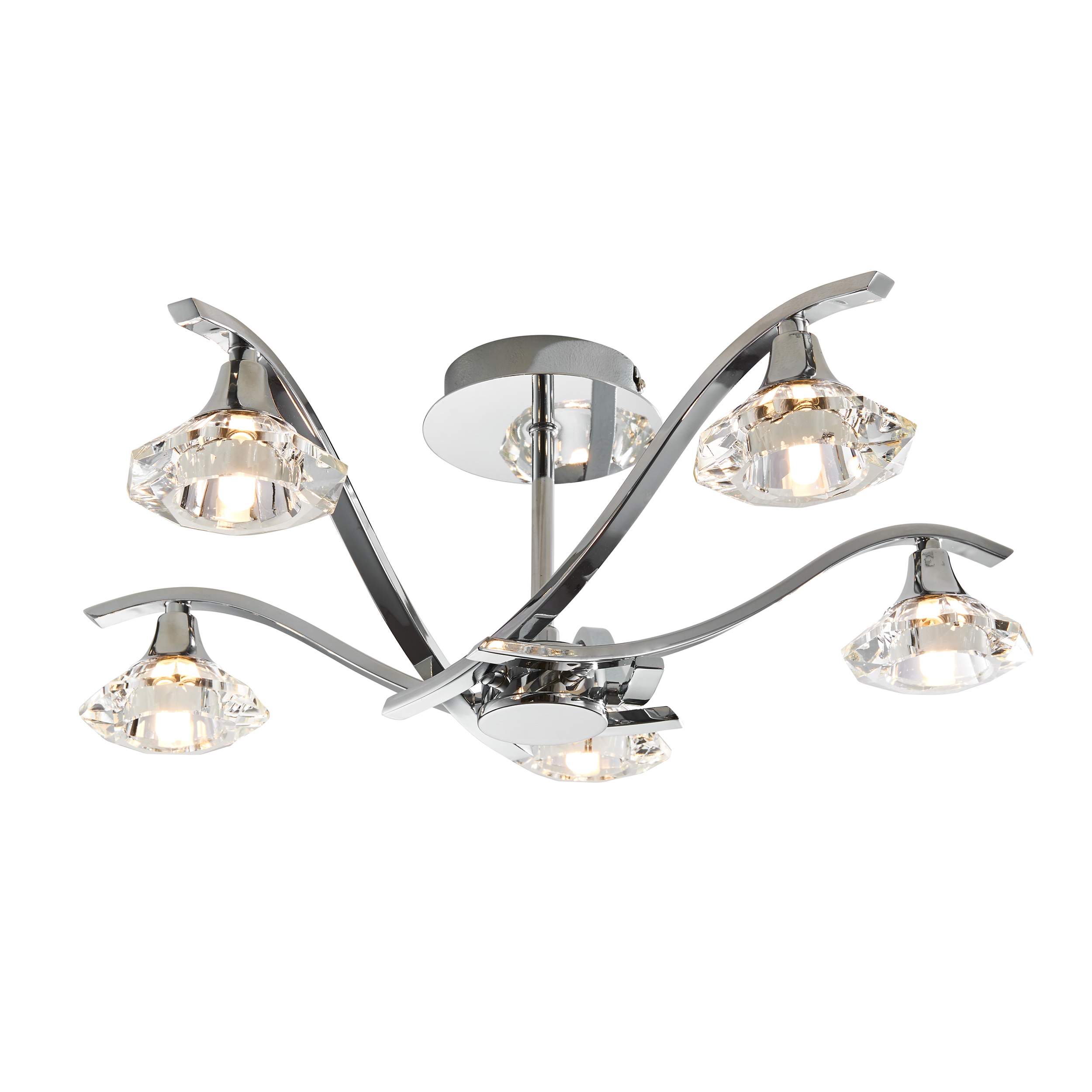 Endon LANGELLA-5CH Langella 5 Light Semi Flush Polished Chrome Plate/Clear Crystal Finish