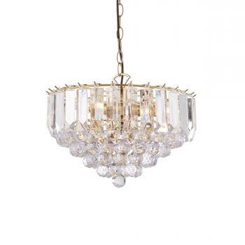 Endon FARGO-14BP Fargo 3 Light Pendant Brass Plate/Clear Acrylic Finish