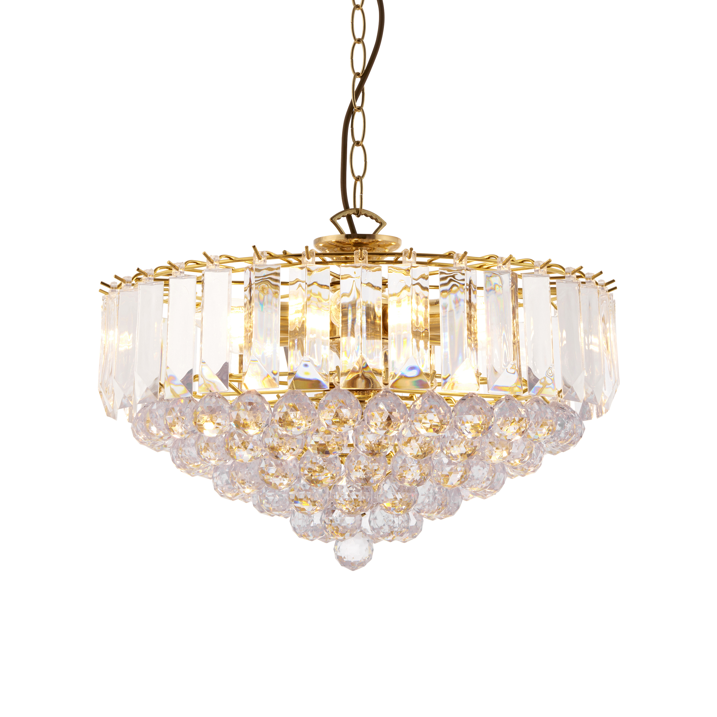 Endon FARGO-18BP Fargo 6 Light Pendant Brass Plate/Clear Acrylic Finish