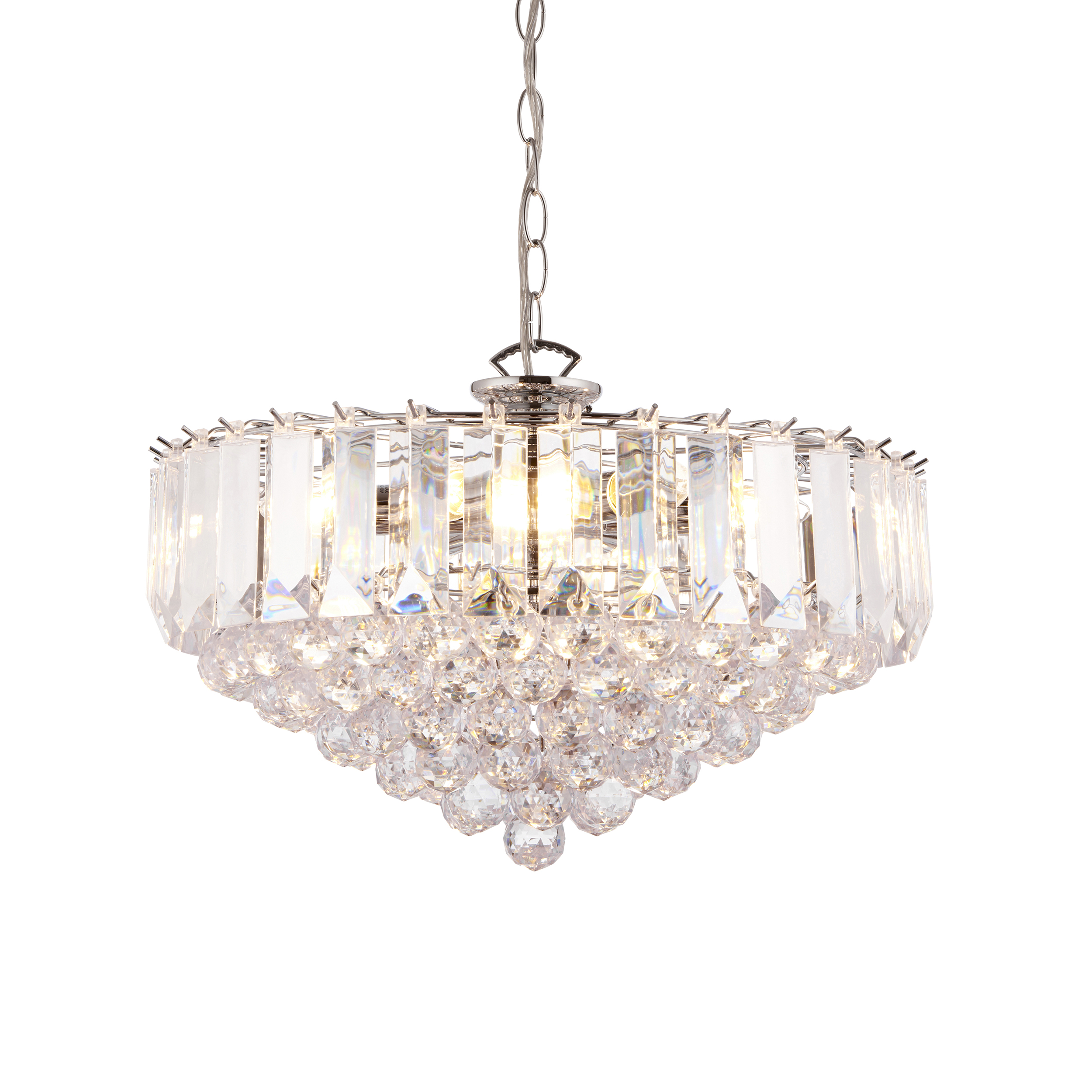 Endon FARGO-18CH Fargo 6 Light Pendant Polished Chrome Plate/Clear Acrylic Finish