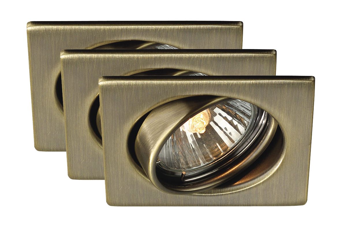 Quartz 3 Light Pack GU10 Square Adjustable Bronze Recessed Downlighter