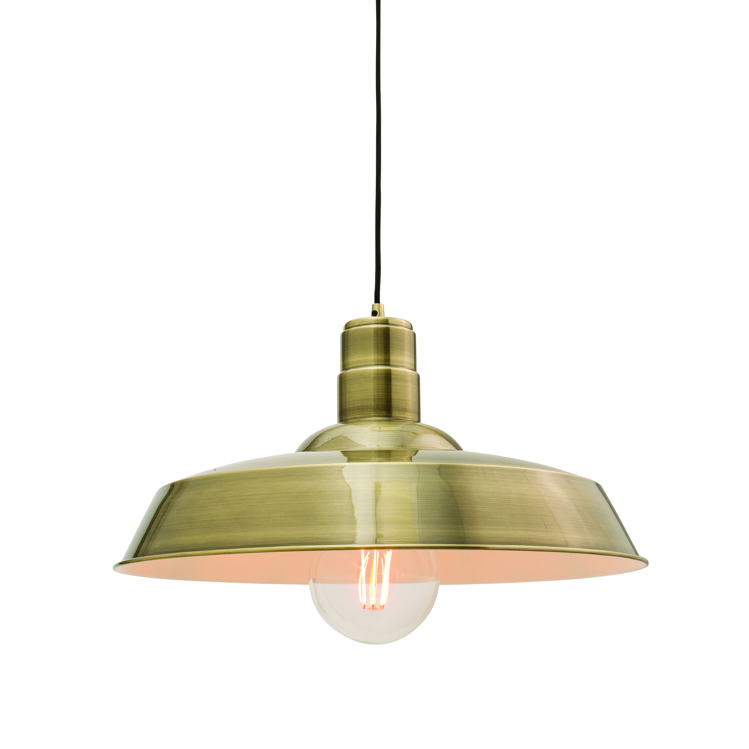 Moore 1 Light E27 Shiny Antique Brass Adjustable Single Pendant