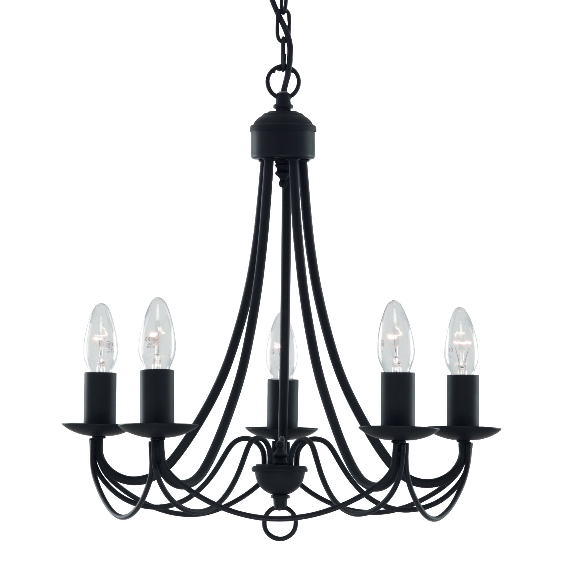Maypole 5 Light Matt Black W/Iron Fitting