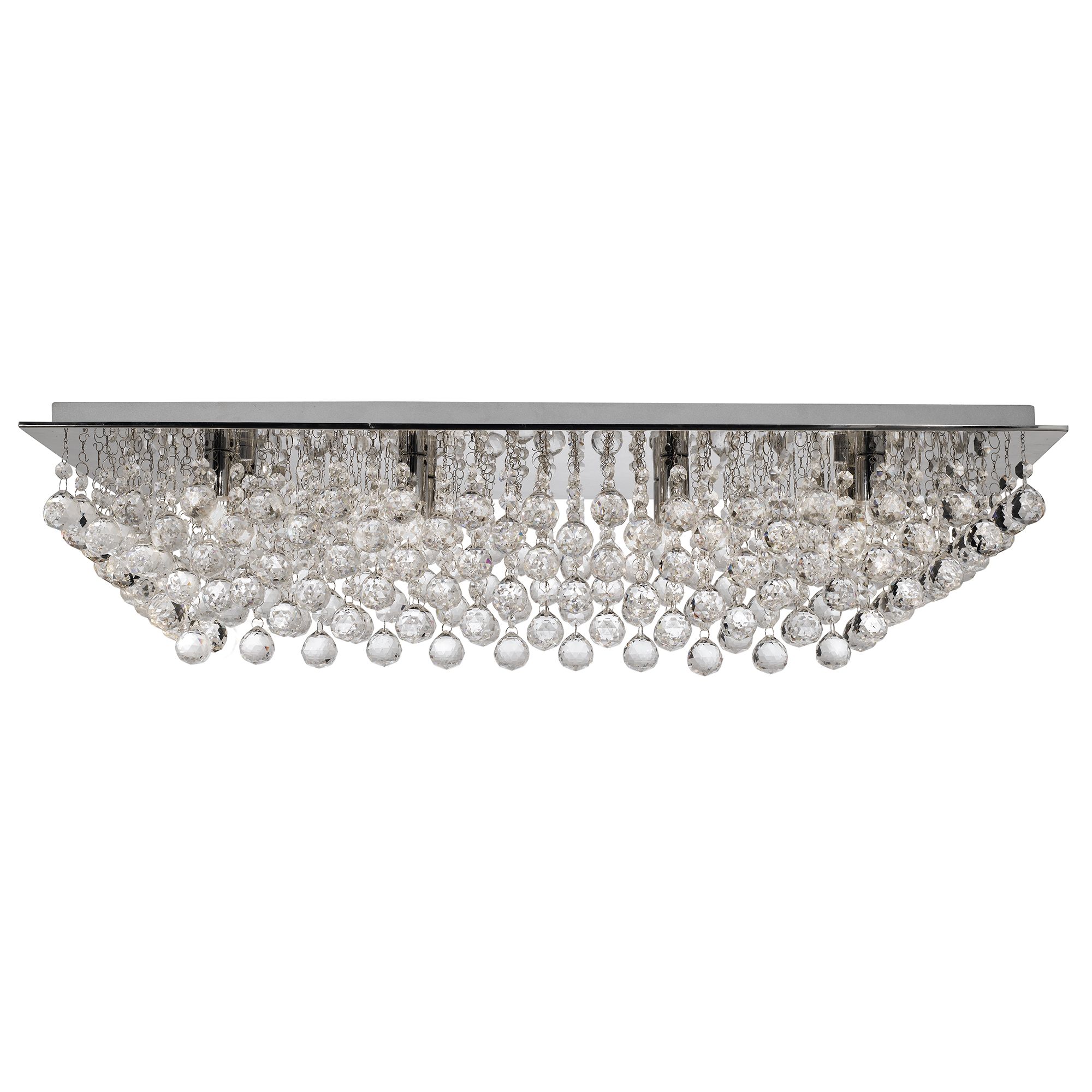 Hanna 8 Light Chrome Rectangle Flush- Crystal Ball
