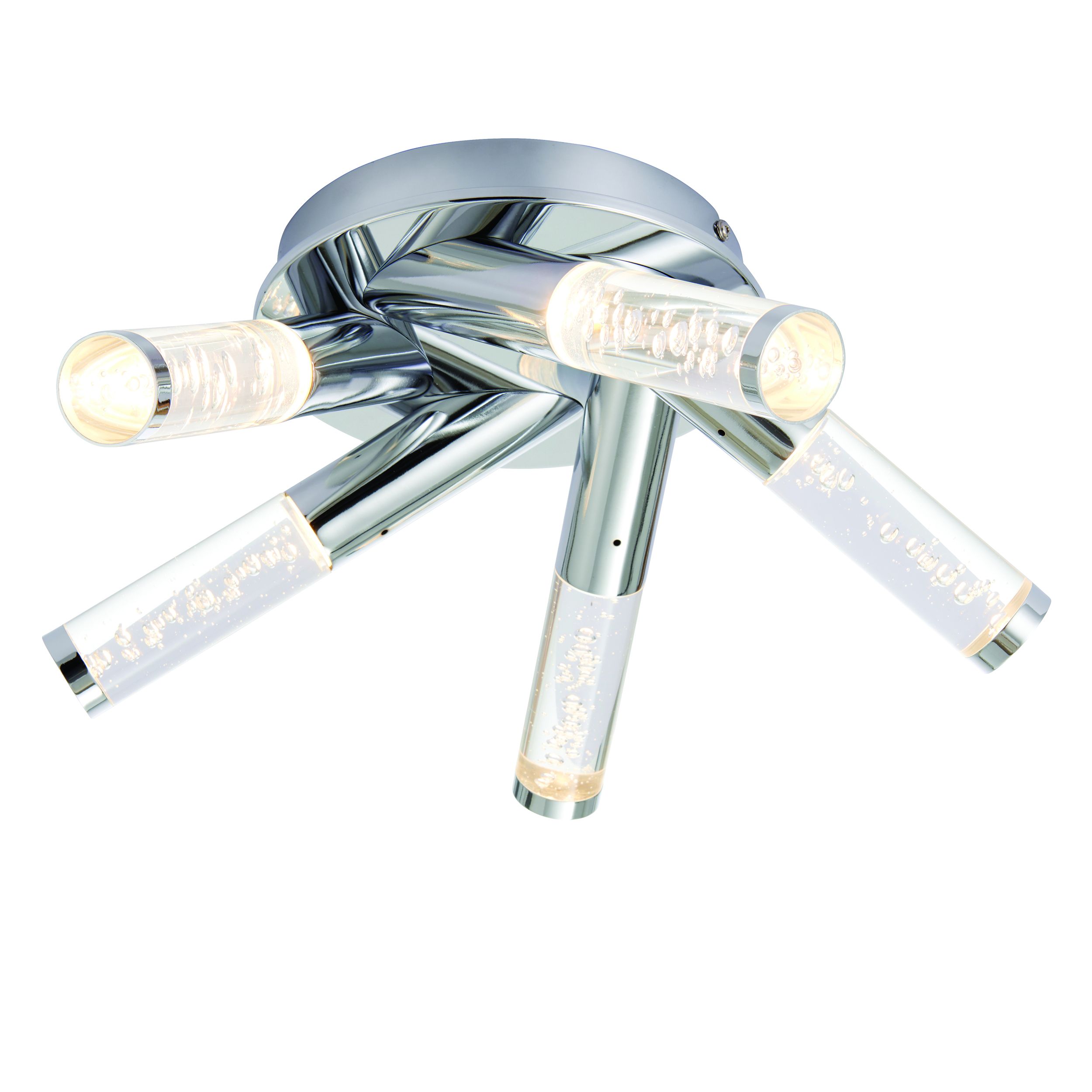 Essence 5 Light 5 x 3W Integral LED 3000K, 1650lm Polished Chrome IP44 Bathroom Flush Fitting With Bubbled Acylic Shade