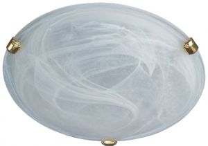 Zara 1 Light E27 Polished Brass Clips Flush Alabaster Ceiling Fitting