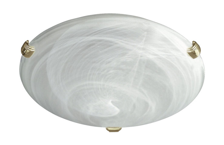 Zara 1 Light E27 Polished Brass Clips Flush Alabaster Ceiling Fitting.