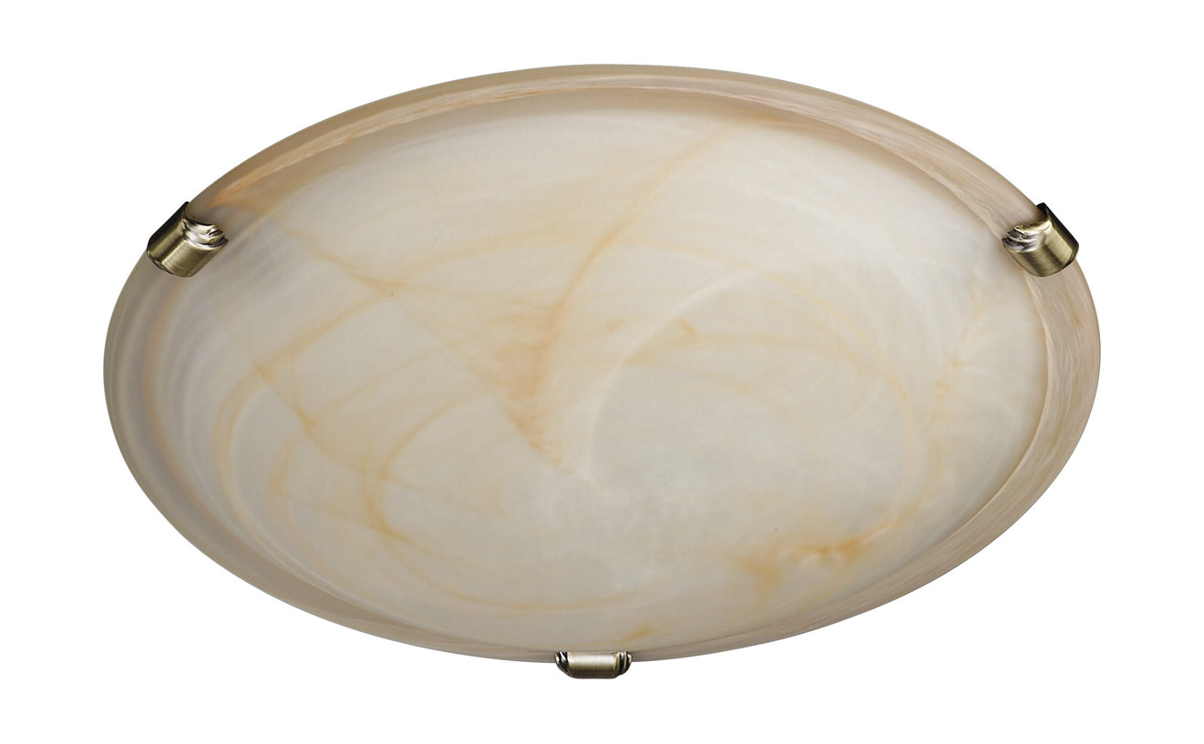 Zara 1 Light E27 Bronze Clips Flush Amber Alabaster Ceiling Fitting