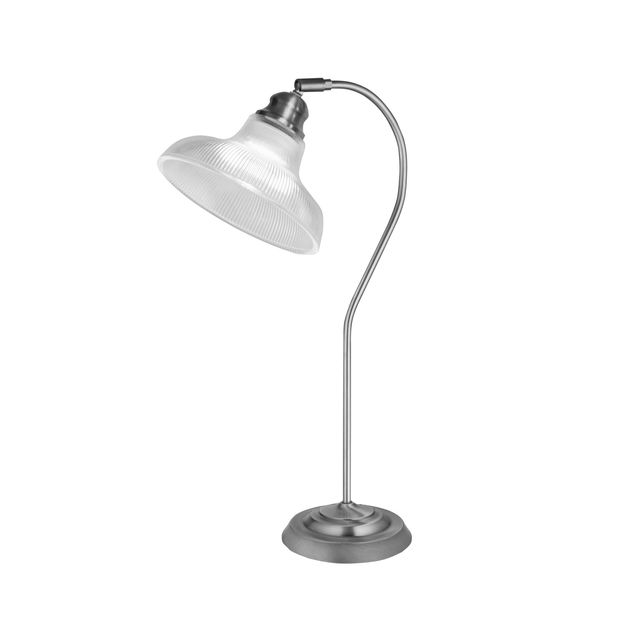 Bistro III Table Lamp, Satin Silver, Halophane Glass