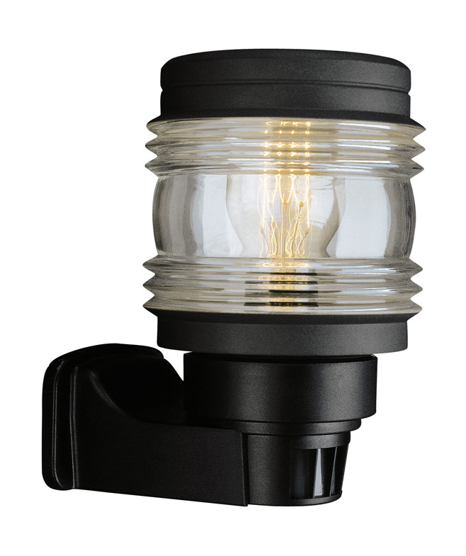 Marine 1 Light E27 Black Outdoor IP44 Wall Light With PIR