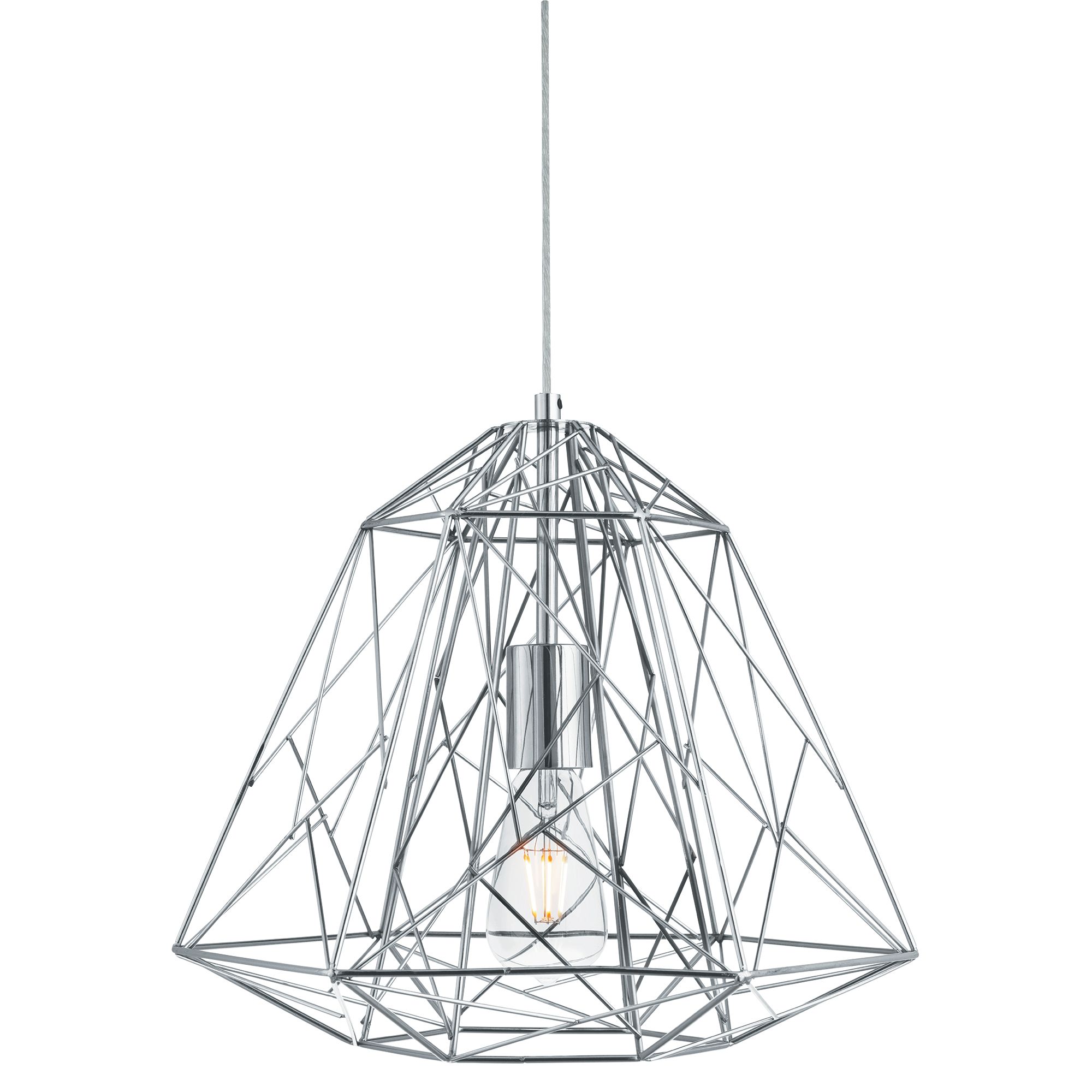 Geometric Cage 1 Light Frame Pendant, Chrome