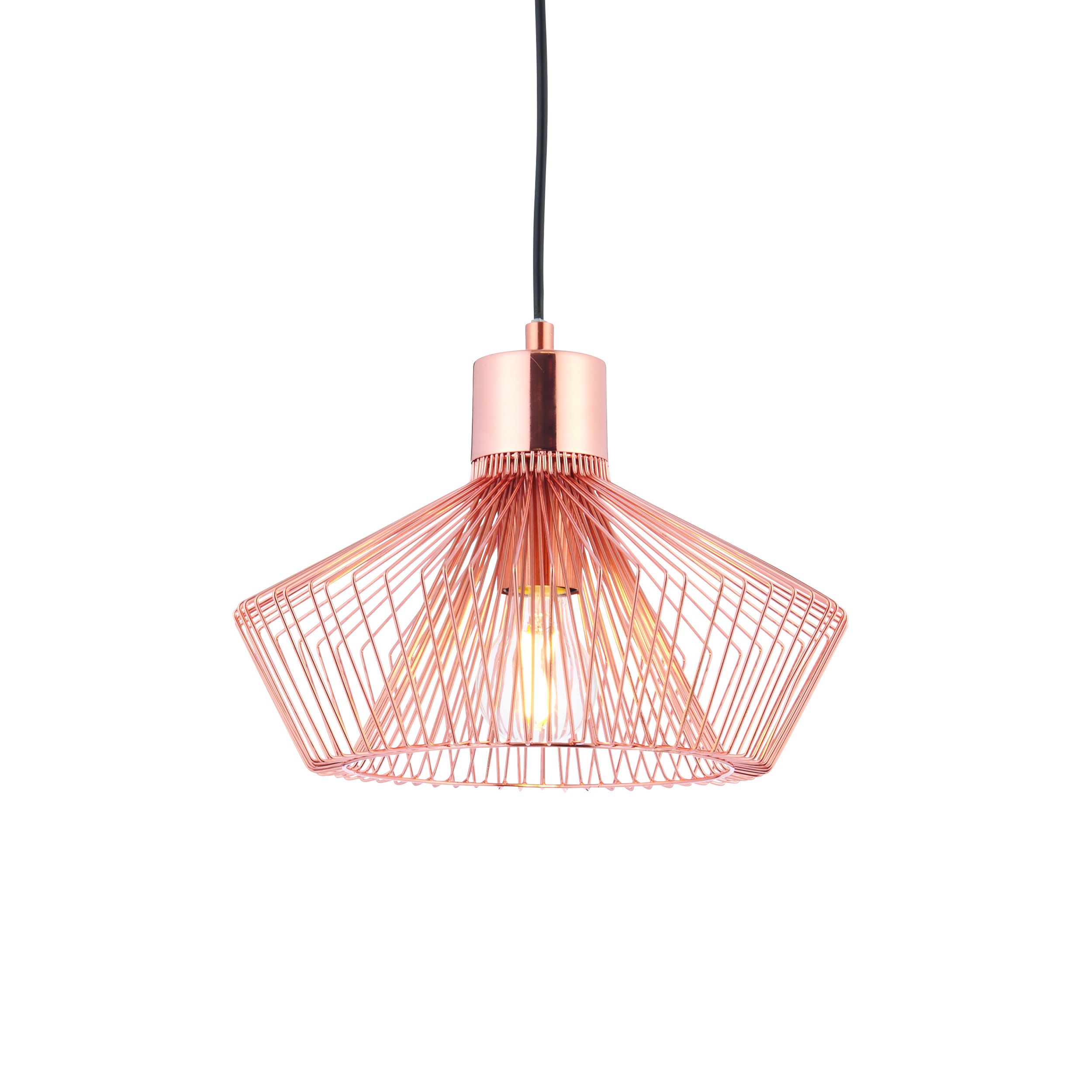 Kimberley 1 Light E27 Copper Caged Adjustable Pendant